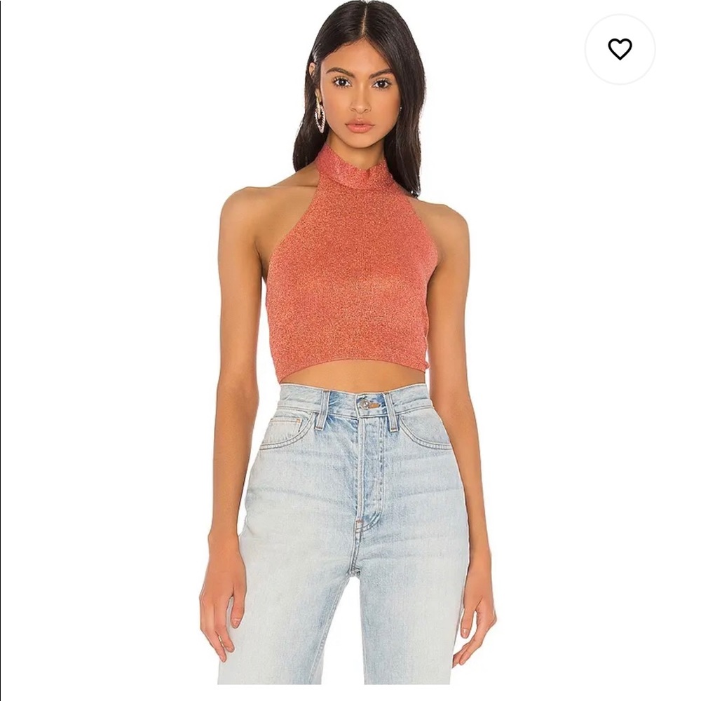 REVOLVE Cydney Halter Tie Top in Copper Metallic